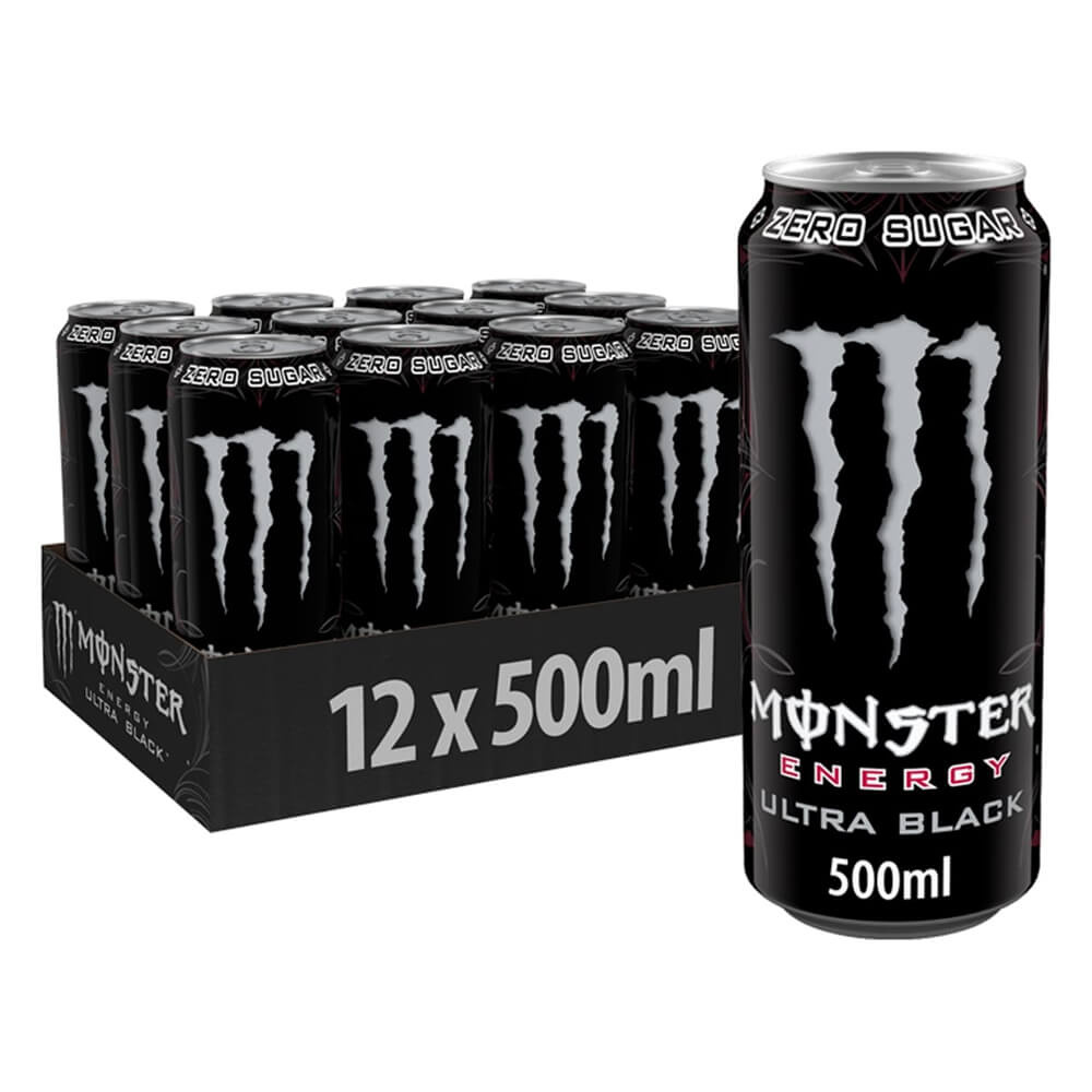 12 x Monster Energy, 500 ml (Ultra Black) i gruppen Drycker / Energidryck hos Tillskottsbolaget (MONSTER6573)