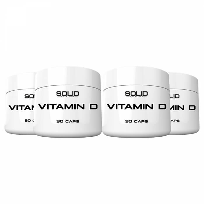 4 x SOLID Nutrition Vitamin D, 90 caps