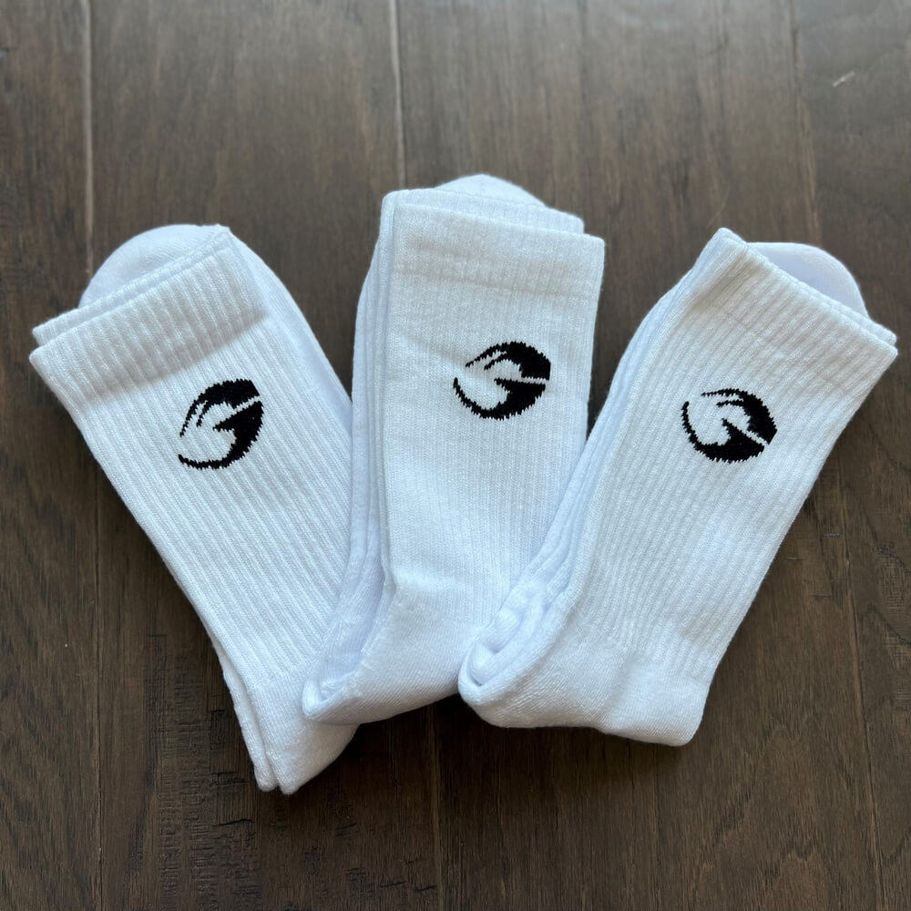 GASP Crew Socks, 3-pack, White (Medium (40-42))