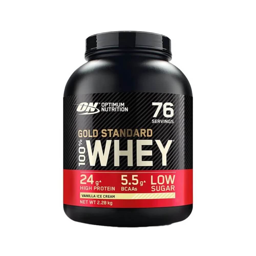 Optimum Nutrition 100% Whey Gold Standard, 2270 g i gruppen Kosttillskott & Livsmedel / Proteinpulver / Vassleprotein / Whey protein hos Tillskottsbolaget (OPTIMUM008)