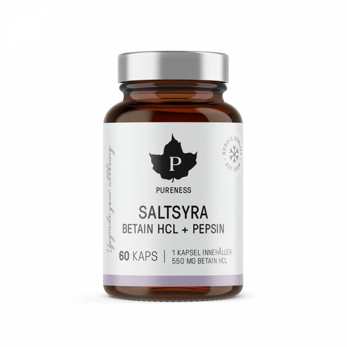Pureness Saltsyra Betain HCI + Pepsin, 60 caps