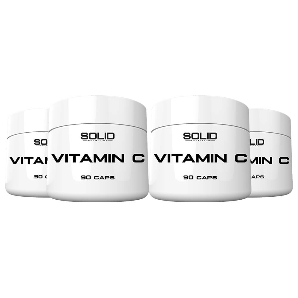4 x SOLID Nutrition Vitamin C, 90 caps