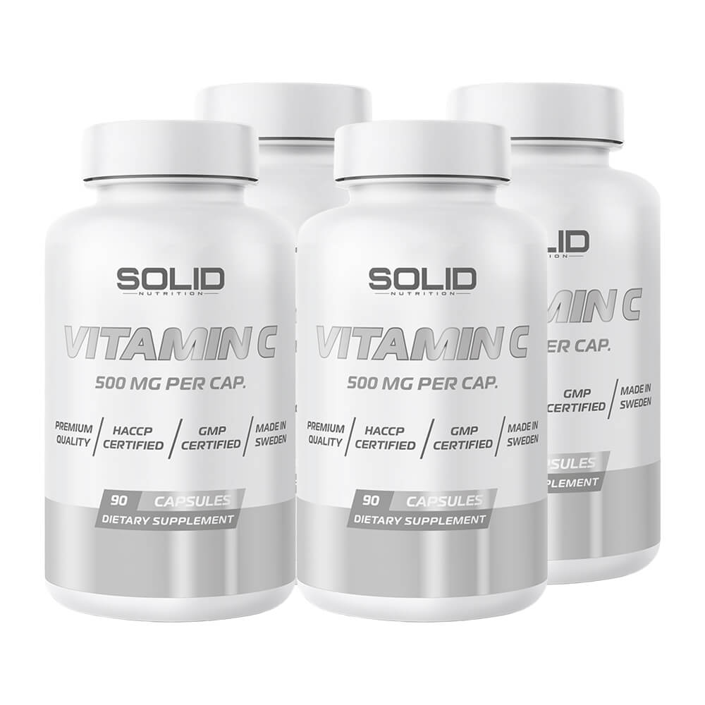 4 x SOLID Nutrition Vitamin C, 90 caps