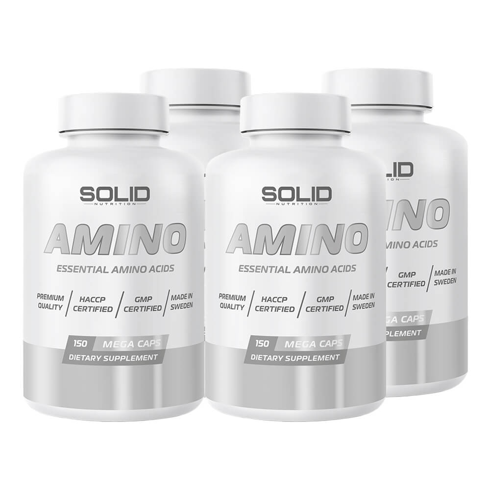4 x SOLID Nutrition Amino, 150 mega caps