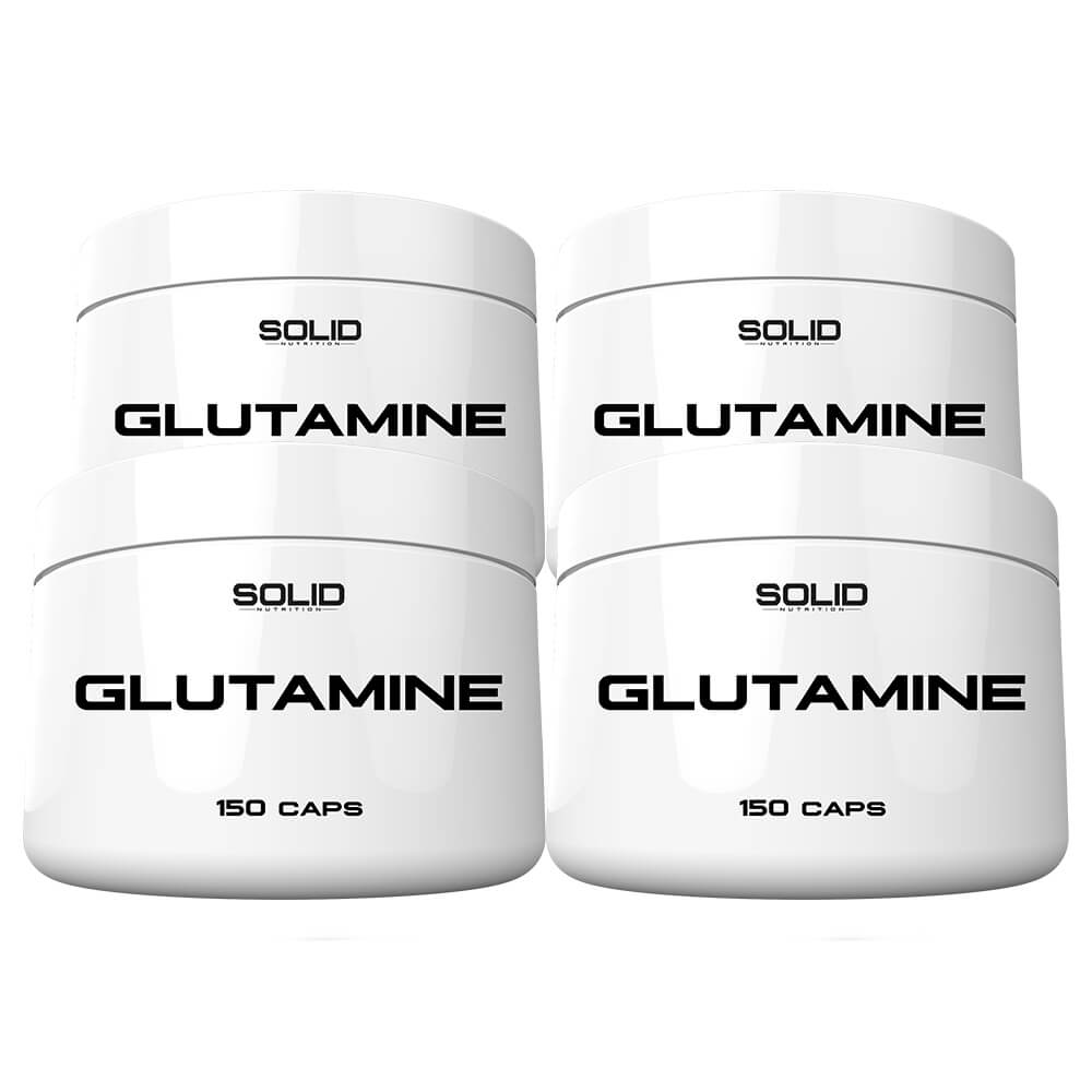 4 x SOLID Nutrition Glutamine, 150 mega caps
