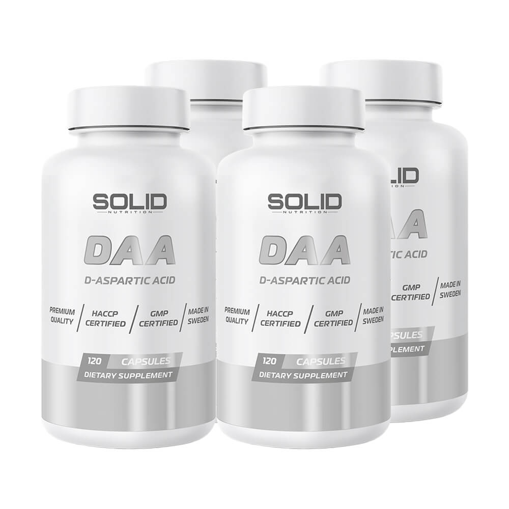 4 x SOLID Nutrition DAA, 120 mega caps