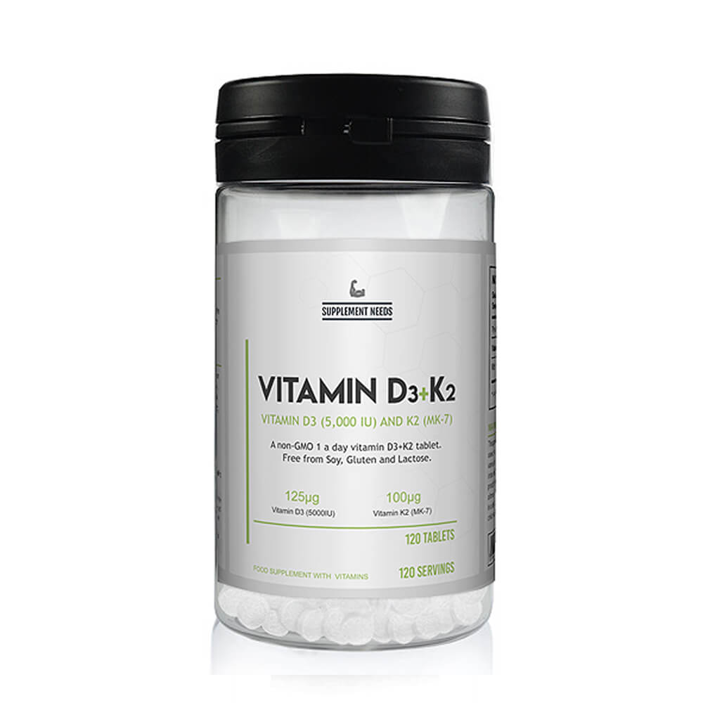 Supplement Needs Vitamin D3 + K2 (MK-7), 120 tabs i gruppen Kosttillskott & Livsmedel / Vitaminer / Vitamin K2 + D3 hos Tillskottsbolaget (SUPPNEEDS5678)