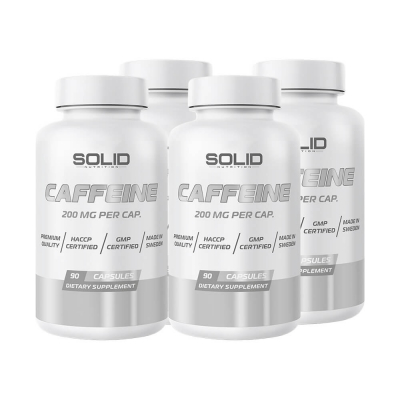 4 x SOLID Nutrition Caffeine, 90 caps