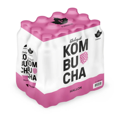12 x Pureness Kombucha, 370 ml (Hallon)