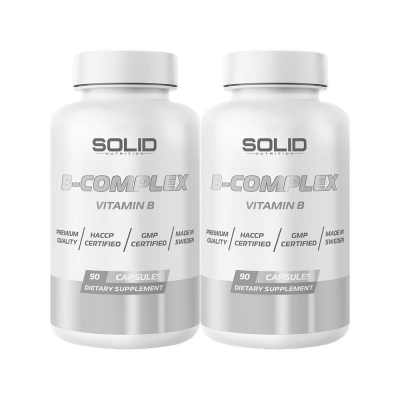 2 x SOLID Nutrition B-Complex, 90 caps