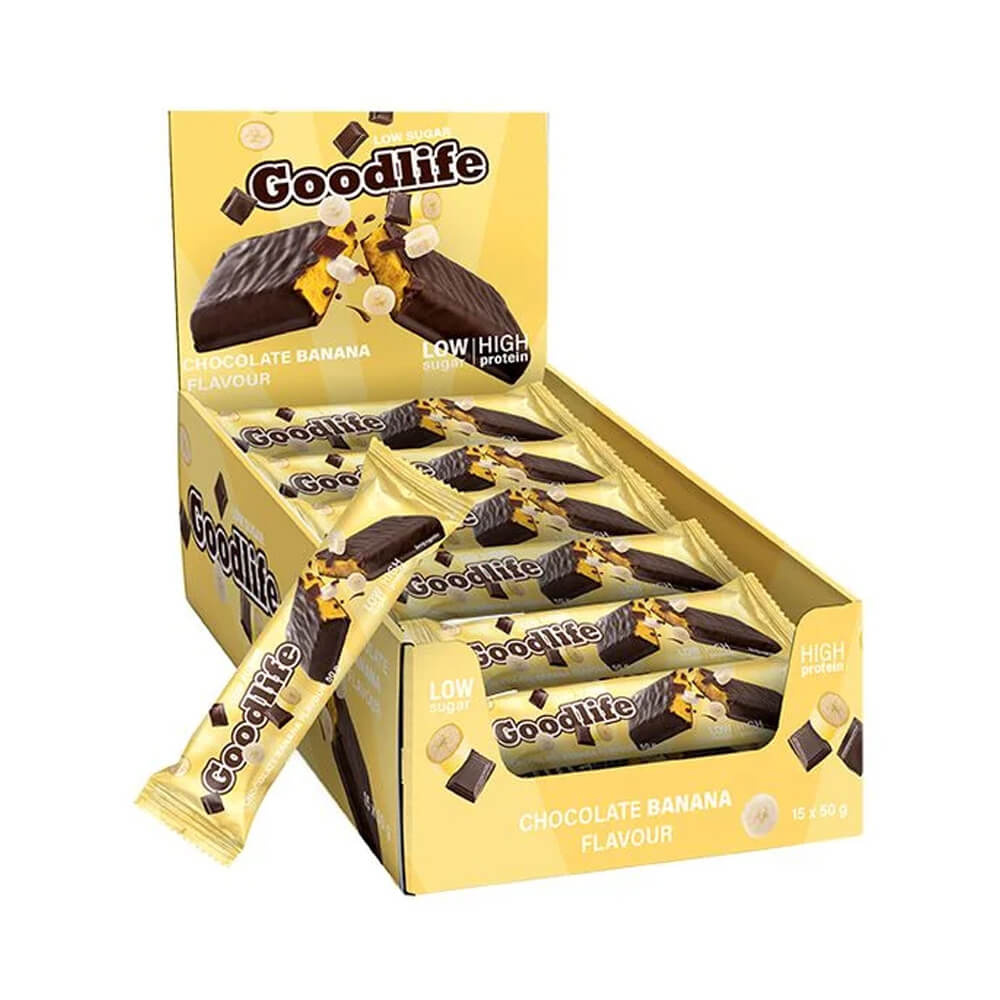 15 x Goodlife Proteinbar LOW SUGAR, 50 g (Chocolate Banana) i gruppen Bars / Proteinbars hos Tillskottsbolaget (GOODLIFE5743)