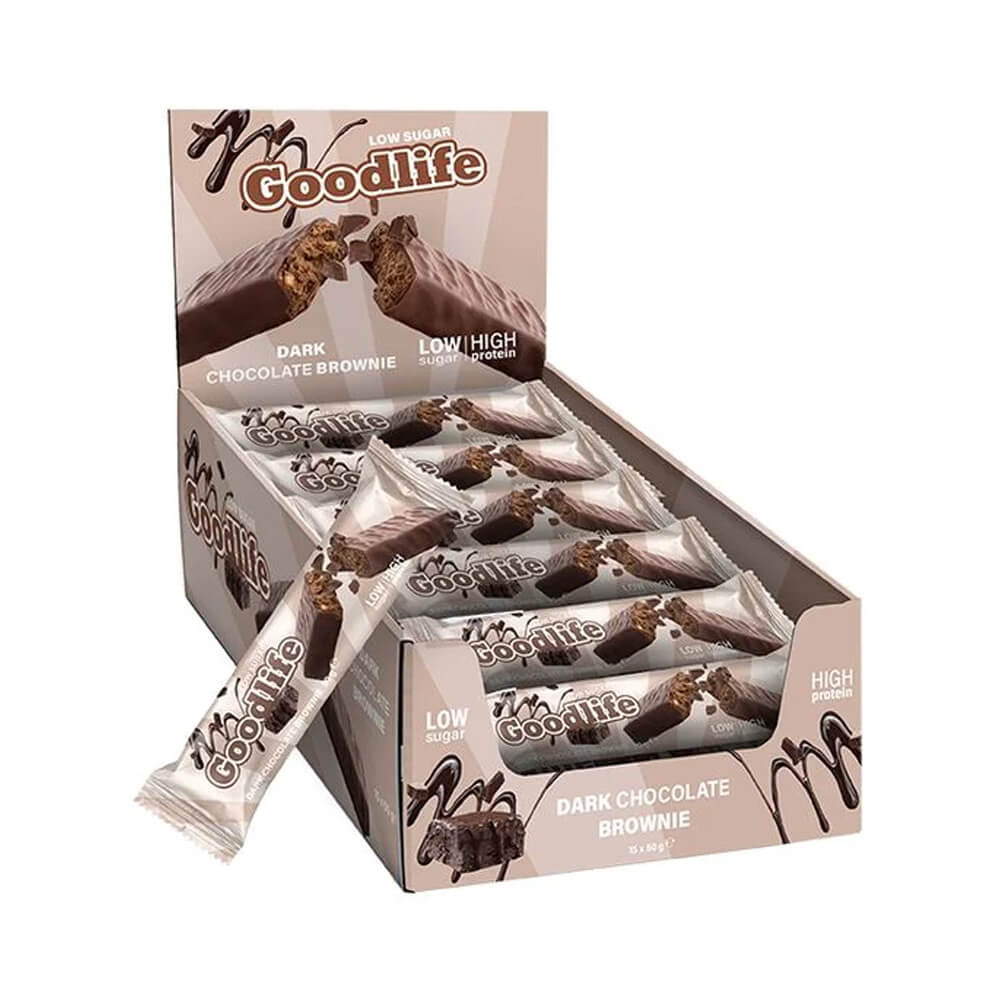 15 x Goodlife Proteinbar LOW SUGAR, 50 g (Dark Chocolate Brownie) i gruppen Bars / Proteinbars hos Tillskottsbolaget (GOODLIFE9584)