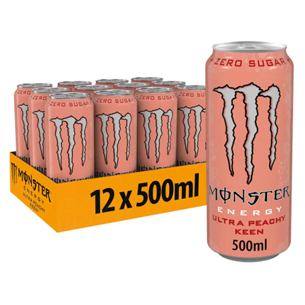 12 x Monster Energy, 500 ml (Ultra Peachy Keen) i gruppen Tema / Glutenfria Kosttillskott hos Tillskottsbolaget (MONSTER8963)