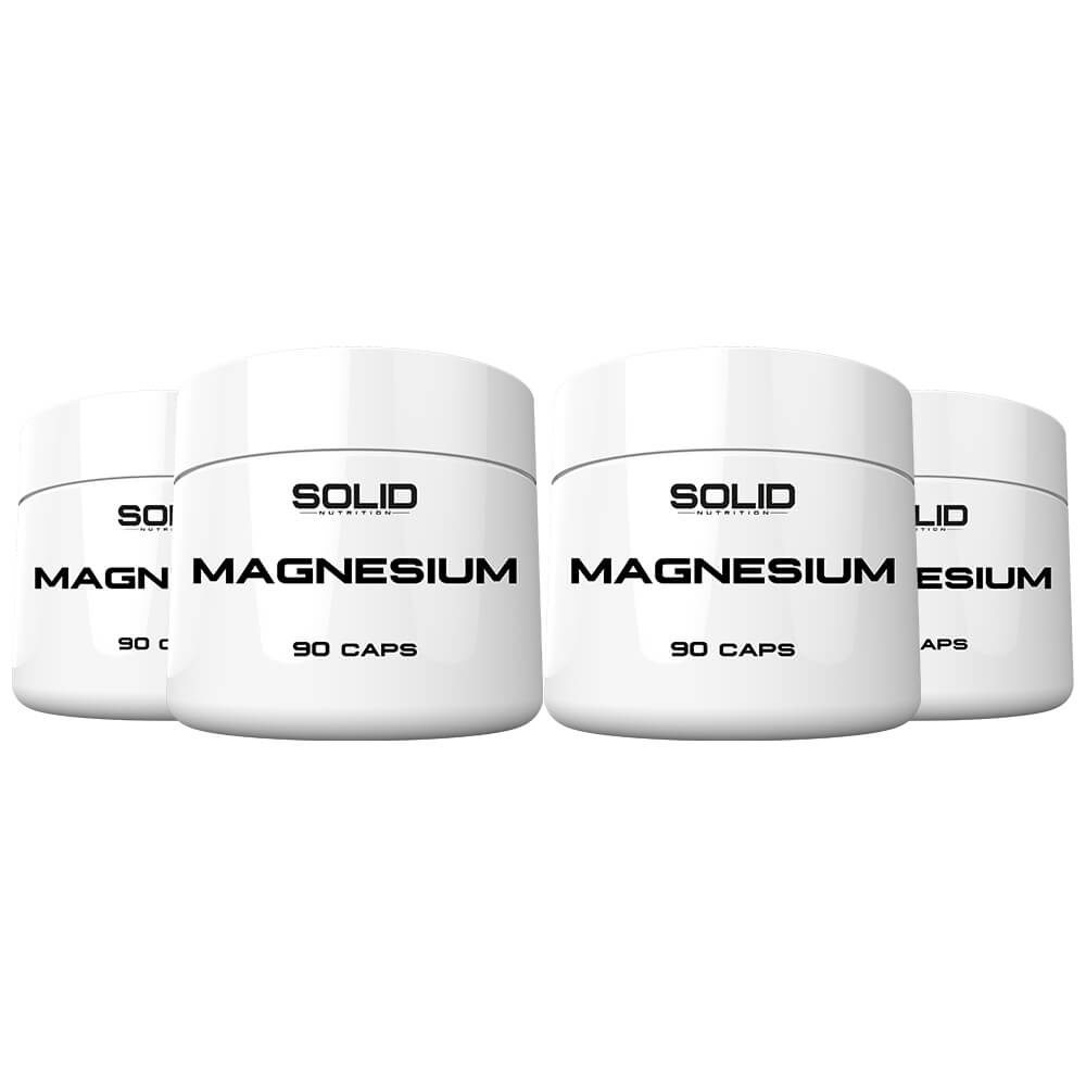 4 x SOLID Nutrition Magnesium, 90 caps i gruppen Kosttillskott & Livsmedel / Mineraler / Magnesium hos Tillskottsbolaget (SOLID67423)