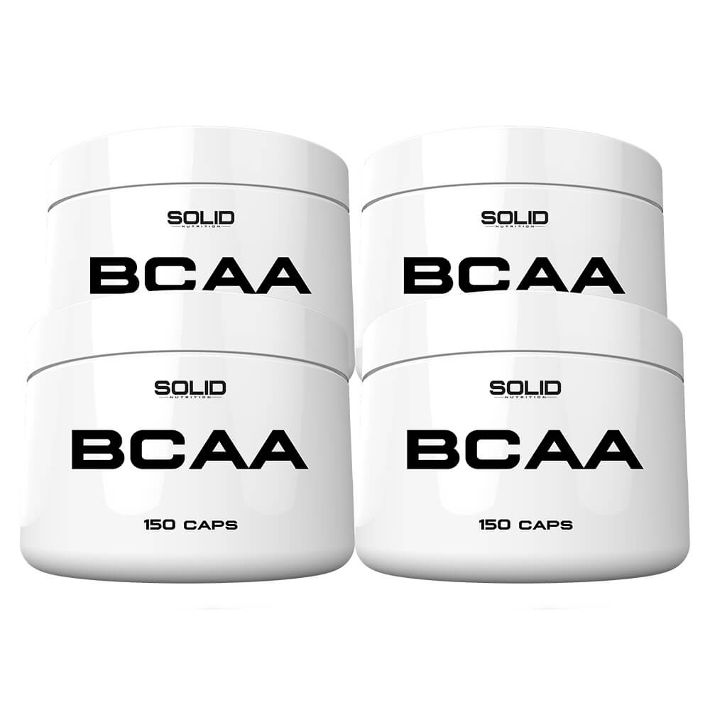 4 x SOLID Nutrition BCAA, 150 mega caps i gruppen Kosttillskott & Livsmedel / Aminosyror / BCAA hos Tillskottsbolaget (SOLID674343)