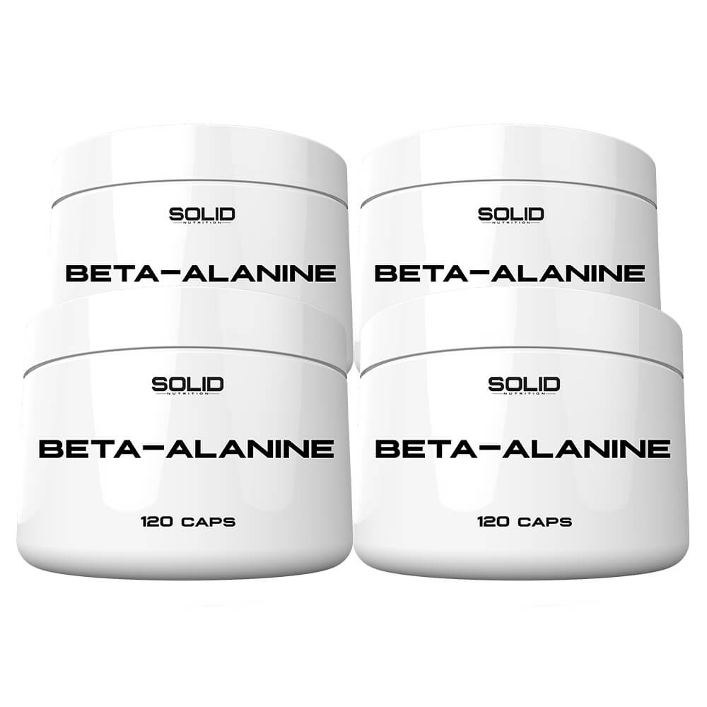 4 x SOLID Nutrition Beta-Alanine, 120 mega caps i gruppen Kosttillskott & Livsmedel / Aminosyror / Beta-Alanin hos Tillskottsbolaget (SOLID67832)