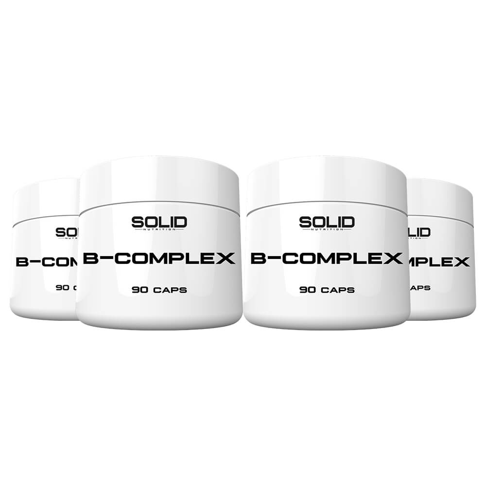 4 x SOLID Nutrition B-Complex, 90 caps i gruppen Kosttillskott & Livsmedel / Vitaminer / B-vitamin hos Tillskottsbolaget (SOLID76422)