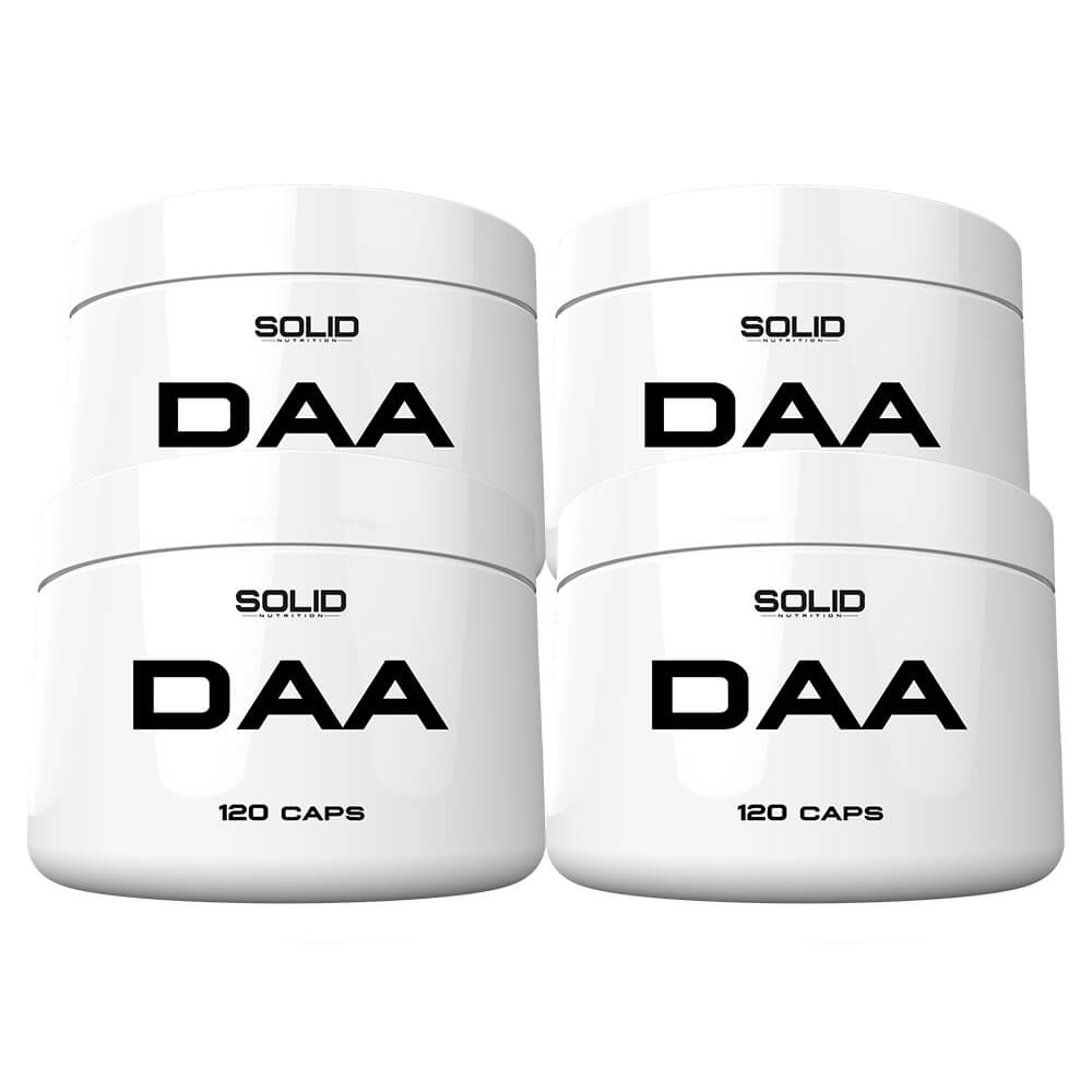 4 x SOLID Nutrition DAA, 120 mega caps i gruppen Kosttillskott & Livsmedel / Muskelkning / Testobooster hos Tillskottsbolaget (SOLID767322)