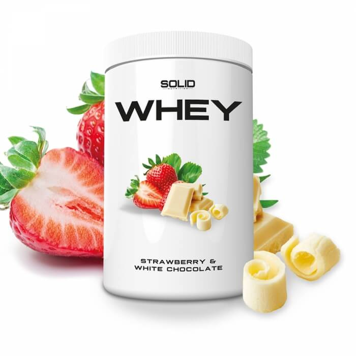 SOLID Nutrition Whey, 750 g (Strawberry & White Chocolate) i gruppen Kosttillskott & Livsmedel / Proteinpulver / Vassleprotein / Whey protein hos Tillskottsbolaget (SOLIDSTRAW)