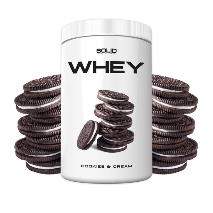 SOLID Nutrition Whey, 750 g (Cookies & Cream) i gruppen Kosttillskott & Livsmedel / Proteinpulver / Vassleprotein / Whey protein hos Tillskottsbolaget (SOLIDWHEY-9)