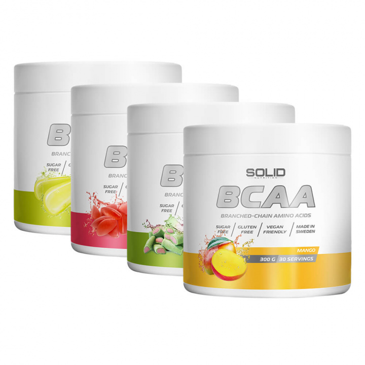 4 x SOLID Nutrition BCAA, 300 g i gruppen Kosttillskott & Livsmedel / Aminosyror / BCAA hos Tillskottsbolaget (4SOLIDBCAA1)