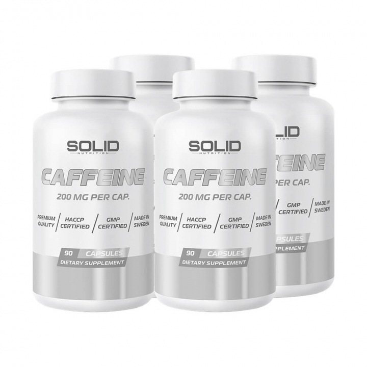 4 x SOLID Nutrition Caffeine, 90 caps i gruppen Kosttillskott & Livsmedel / Prestationshöjare / Koffein hos Tillskottsbolaget (4SOLIDCAFFEINE)