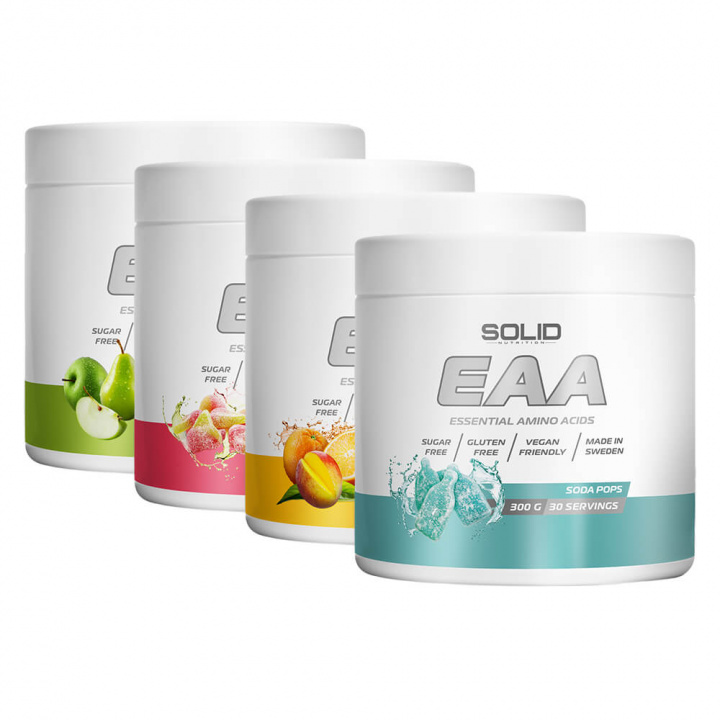 4 x SOLID Nutrition EAA, 300 g i gruppen Kosttillskott & Livsmedel / Aminosyror / EAA hos Tillskottsbolaget (4SOLIDEAA)