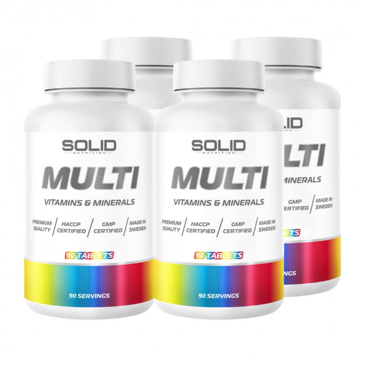 4 x SOLID Nutrition MULTI, 90 tabs i gruppen Kosttillskott & Livsmedel / Vitaminer / Multivitamin hos Tillskottsbolaget (4SOLIDMULTI)