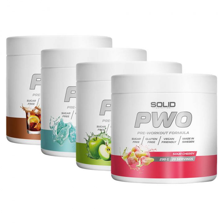 4 x SOLID Nutrition PWO, 230 g i gruppen Kosttillskott & Livsmedel / Prestationshöjare / Pre-Workout / PWO hos Tillskottsbolaget (4SOLIDPWO)