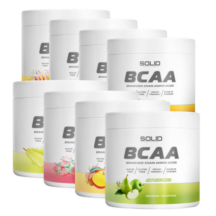 8 x SOLID Nutrition BCAA, 300 g i gruppen Kosttillskott & Livsmedel / Aminosyror / BCAA hos Tillskottsbolaget (8SOLIDBCAA)