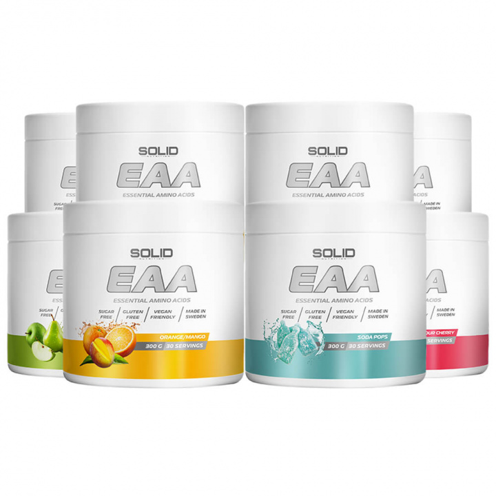 8 x SOLID Nutrition EAA, 300 g i gruppen Kosttillskott & Livsmedel / Aminosyror / EAA hos Tillskottsbolaget (8SOLIDEAA)
