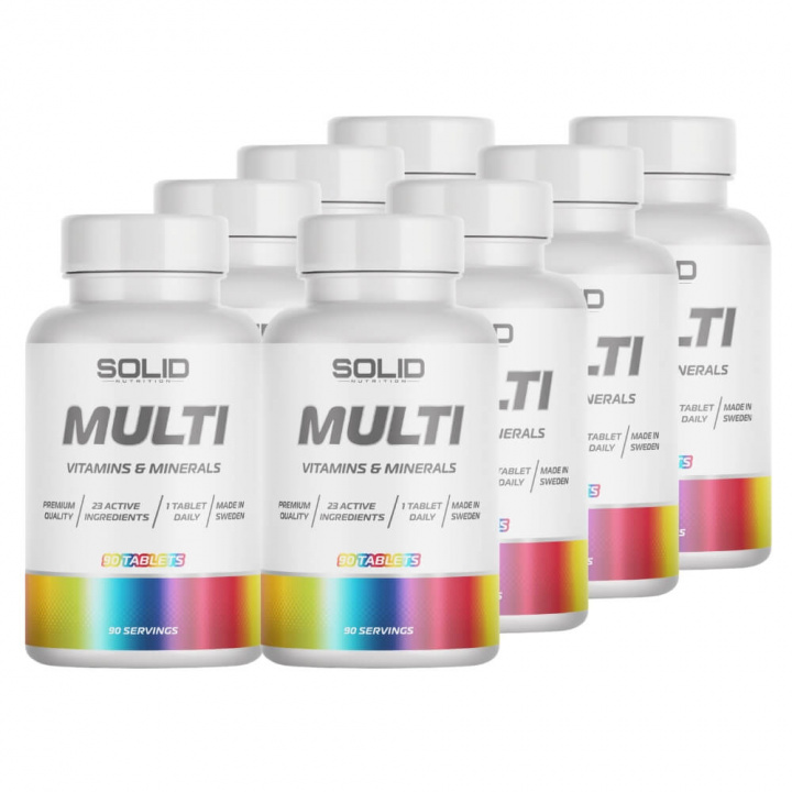 8 x SOLID Nutrition MULTI, 90 tabs i gruppen Kosttillskott & Livsmedel / Vitaminer / Multivitamin hos Tillskottsbolaget (8SOLIDMULTI)