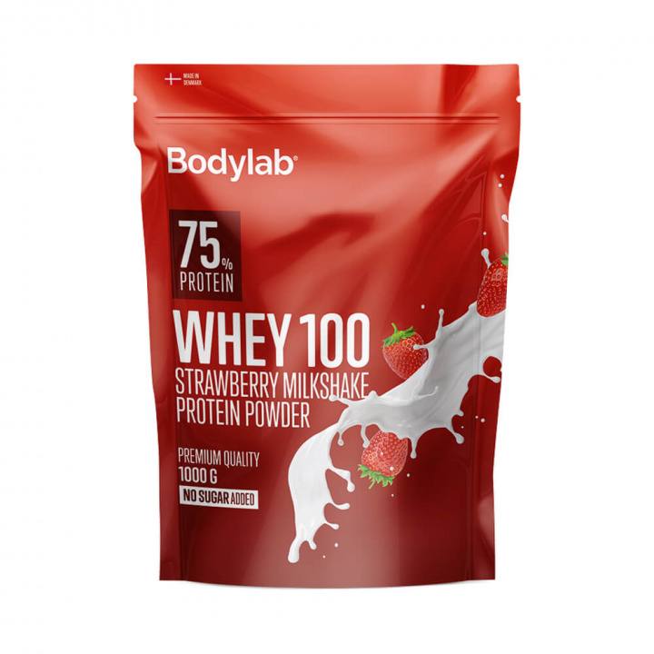 Bodylab Whey 100, 1 kg (Strawberry Milkshake) i gruppen Kosttillskott & Livsmedel / Proteinpulver / Vassleprotein / Whey protein hos Tillskottsbolaget (BODYLAB040-3)