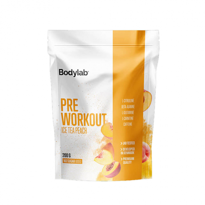 Bodylab Pre Workout, 200 g (Ice Tea Peach) i gruppen Kosttillskott & Livsmedel / Prestationshöjare / Pre-Workout / PWO hos Tillskottsbolaget (BODYLAB895-10)