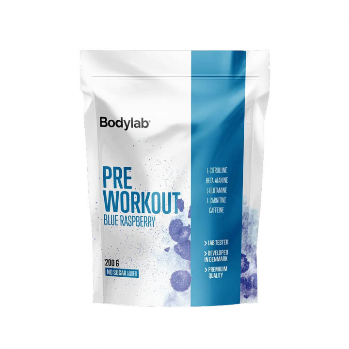 Bodylab Pre Workout, 200 g (Blue Raspberry) i gruppen Kosttillskott & Livsmedel / Prestationshöjare / Pre-Workout / PWO hos Tillskottsbolaget (BODYLAB895-5)