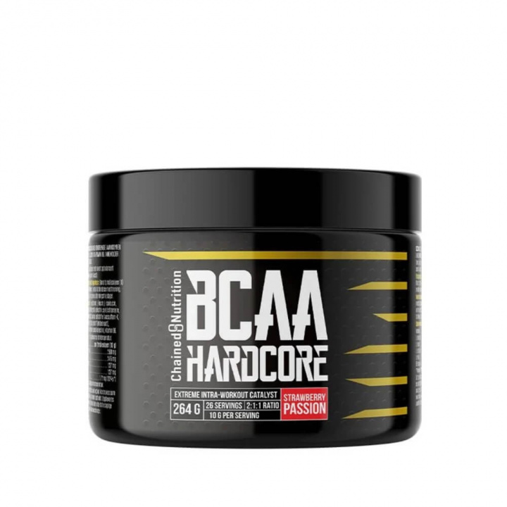 Chained Nutrition BCAA Hardcore, 264 g (Strawberry Passion) i gruppen Kosttillskott & Livsmedel / Aminosyror / BCAA hos Tillskottsbolaget (CHAINED7583-5)