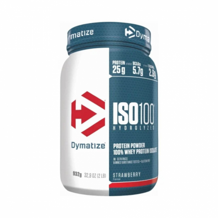 Dymatize Iso-100, 932 g (Strawberry Blast) i gruppen Kosttillskott & Livsmedel / Proteinpulver / Hydrolysat hos Tillskottsbolaget (DYMATIZE7683-1)