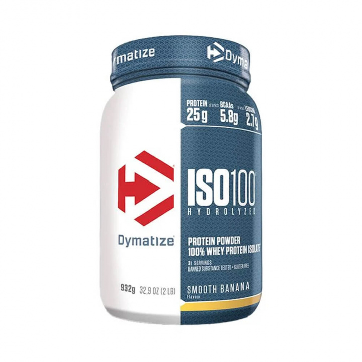 Dymatize Iso-100, 932 g (Smooth Banana) i gruppen Kosttillskott & Livsmedel / Proteinpulver / Hydrolysat hos Tillskottsbolaget (DYMATIZE7683-8)