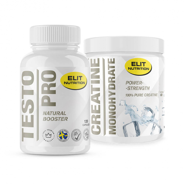 Testo Pro, 120 caps + Creatine Monohydrate, 300 g i gruppen Kosttillskott & Livsmedel / Muskelökning / Testobooster hos Tillskottsbolaget (ELIT56573)