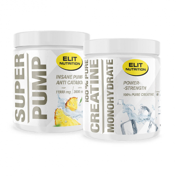 Super Pump, 300 g + Creatine Monohydrate, 300 g i gruppen Kosttillskott & Livsmedel / Prestationshöjare / Pump hos Tillskottsbolaget (ELIT657345)