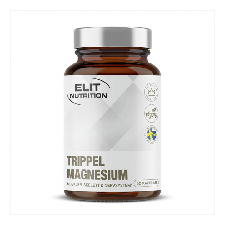 Elit Nutrition Trippel Magnesium, 60 caps i gruppen Kosttillskott & Livsmedel / Mineraler / Magnesium hos Tillskottsbolaget (ELIT65735)