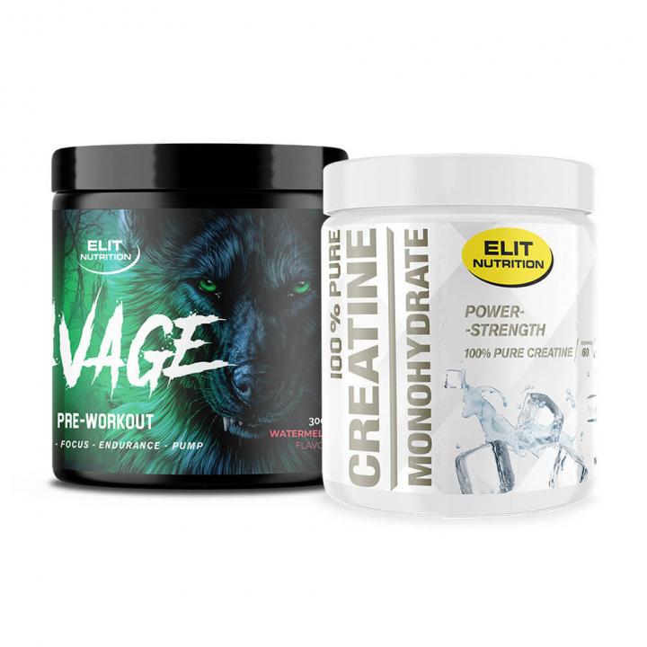 Savage PWO, 300 g + Creatine Monohydrate, 300 g i gruppen Kosttillskott & Livsmedel / Kreatin / Kreatinmonohydrat hos Tillskottsbolaget (ELIT67583)