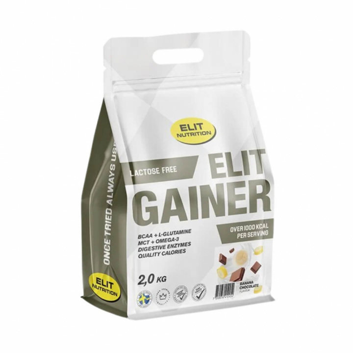 Elit Nutrition Gainer - Lactose Free, 2 kg (Banana Chocolate) i gruppen Kosttillskott & Livsmedel / Gainers & Återhämtning / Laktosfria Gainers hos Tillskottsbolaget (ELIT753-5)