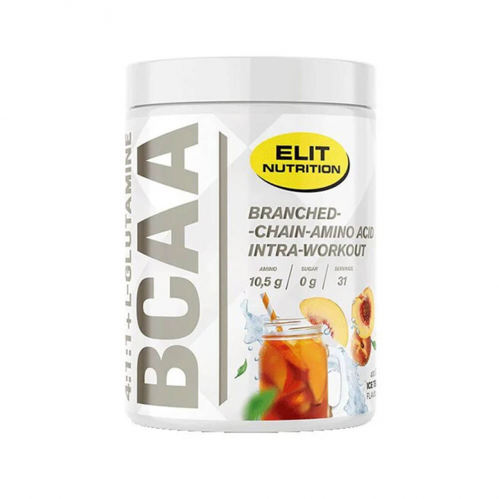 Elit Nutrition BCAA 4:1:1 + L-glutamine, 400 g (Ice Tea) i gruppen Kosttillskott & Livsmedel / Aminosyror / BCAA hos Tillskottsbolaget (ELIT754-10)