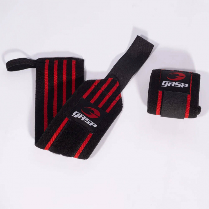 GASP Hardcore Wrist Wraps, black/red i gruppen Träningstillbehör / Handledslindor hos Tillskottsbolaget (GASP7365)