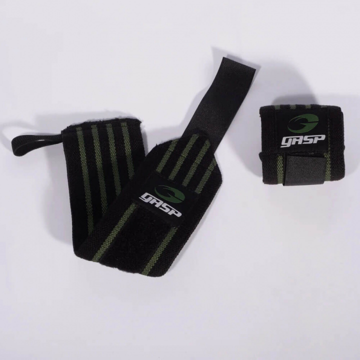 GASP Hardcore Wrist Wraps, black/green i gruppen Träningstillbehör / Handledslindor hos Tillskottsbolaget (GASP7863)