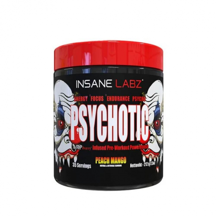 Insane Labz Psychotic, 35 serv. (Peach Mango) i gruppen Kosttillskott & Livsmedel / Prestationshöjare / Pre-Workout / PWO hos Tillskottsbolaget (INSANE853-8)