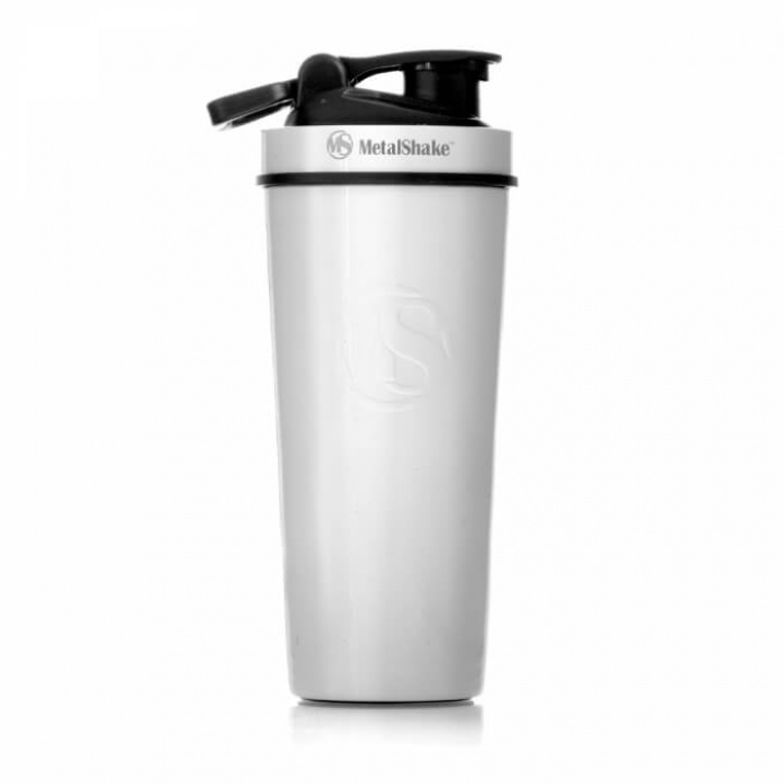 Metalshake, 900 ml (Pearl White) i gruppen Träningstillbehör / Flaskor & Shakers hos Tillskottsbolaget (METALSHAKE002-4)