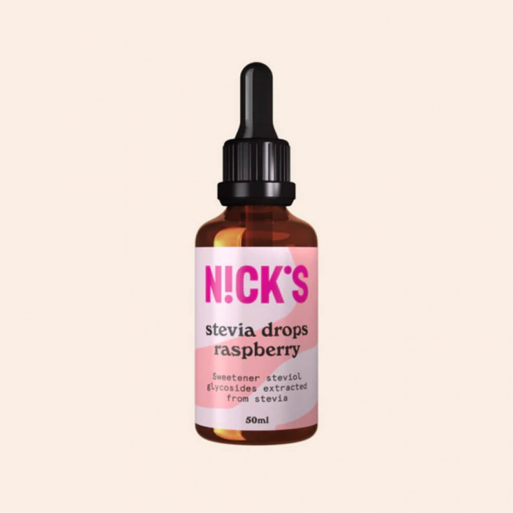 Nicks Steviadroppar, 50 ml (Raspberry) i gruppen Kosttillskott & Livsmedel / Livsmedel / Kalorisnåla såser och toppings hos Tillskottsbolaget (NICKS583-3)
