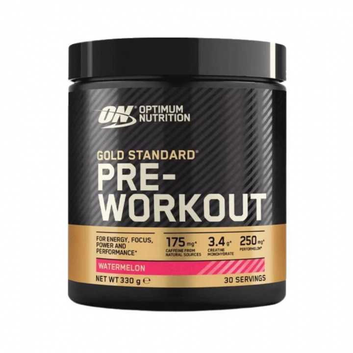 Optimum Nutrition Gold Standard Pre-Workout, 330 g (Watermelon) i gruppen Kosttillskott & Livsmedel / Prestationshöjare / Pre-Workout / PWO hos Tillskottsbolaget (OPTI8912W)